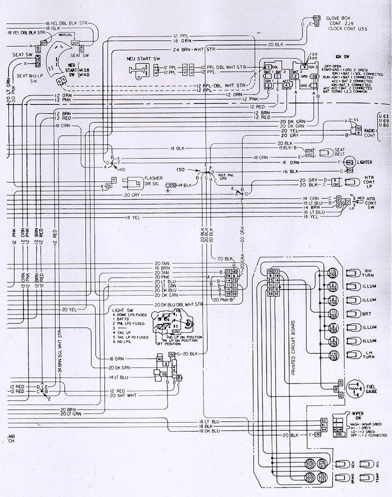 1973 Camaro Dash  U0026 Interior Wiring Schematic